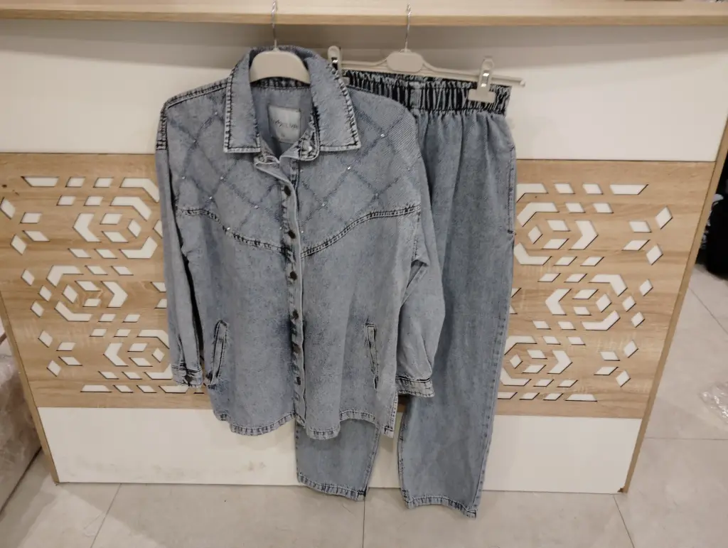 [869-106071-38] Two Piece Jeans Tracksuit Set - Blue (38)