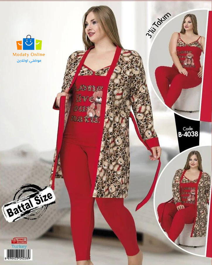 Pajamas Set 3 Piece Cotton Kimono