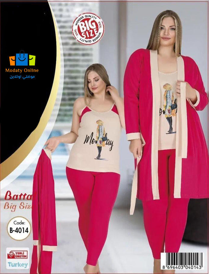 Pajamas Set 3 Piece Cotton Kimono