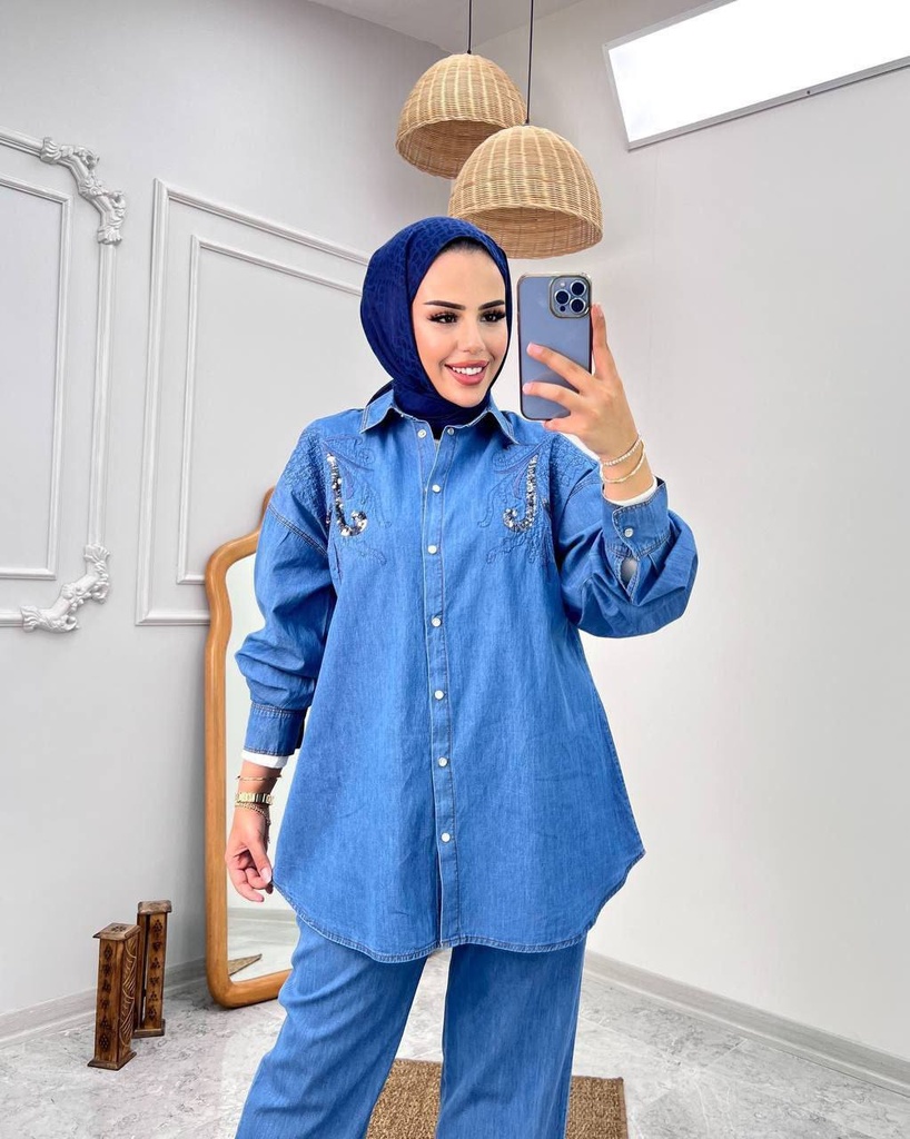 [86910457-M~L] Tracksuit Set Cotton Light Denim (M~L)