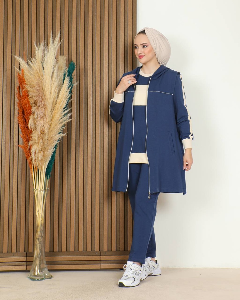 [869-0015-1-42] Triple Set Navy Blue (XL)