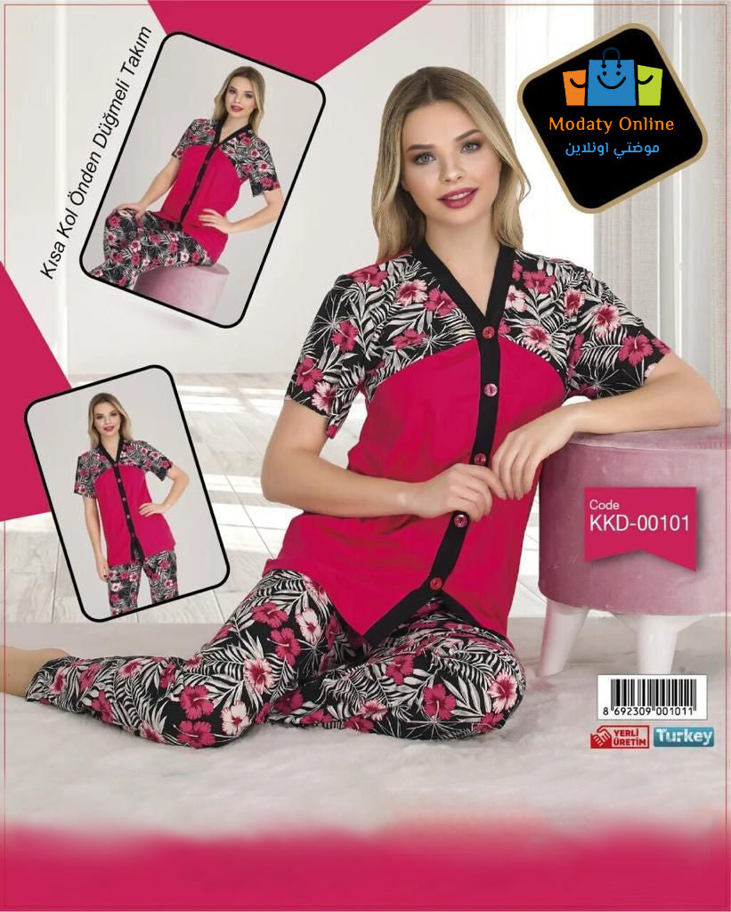 Half Sleeve Pajamas With Buttons