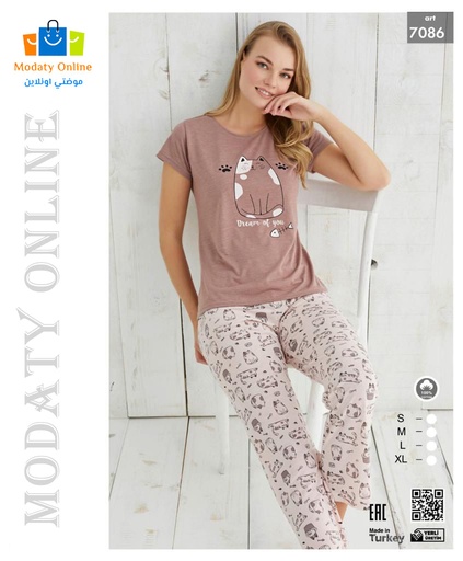 [110101047-7086-S] Pajamas Half Sleeves Woman Cotton